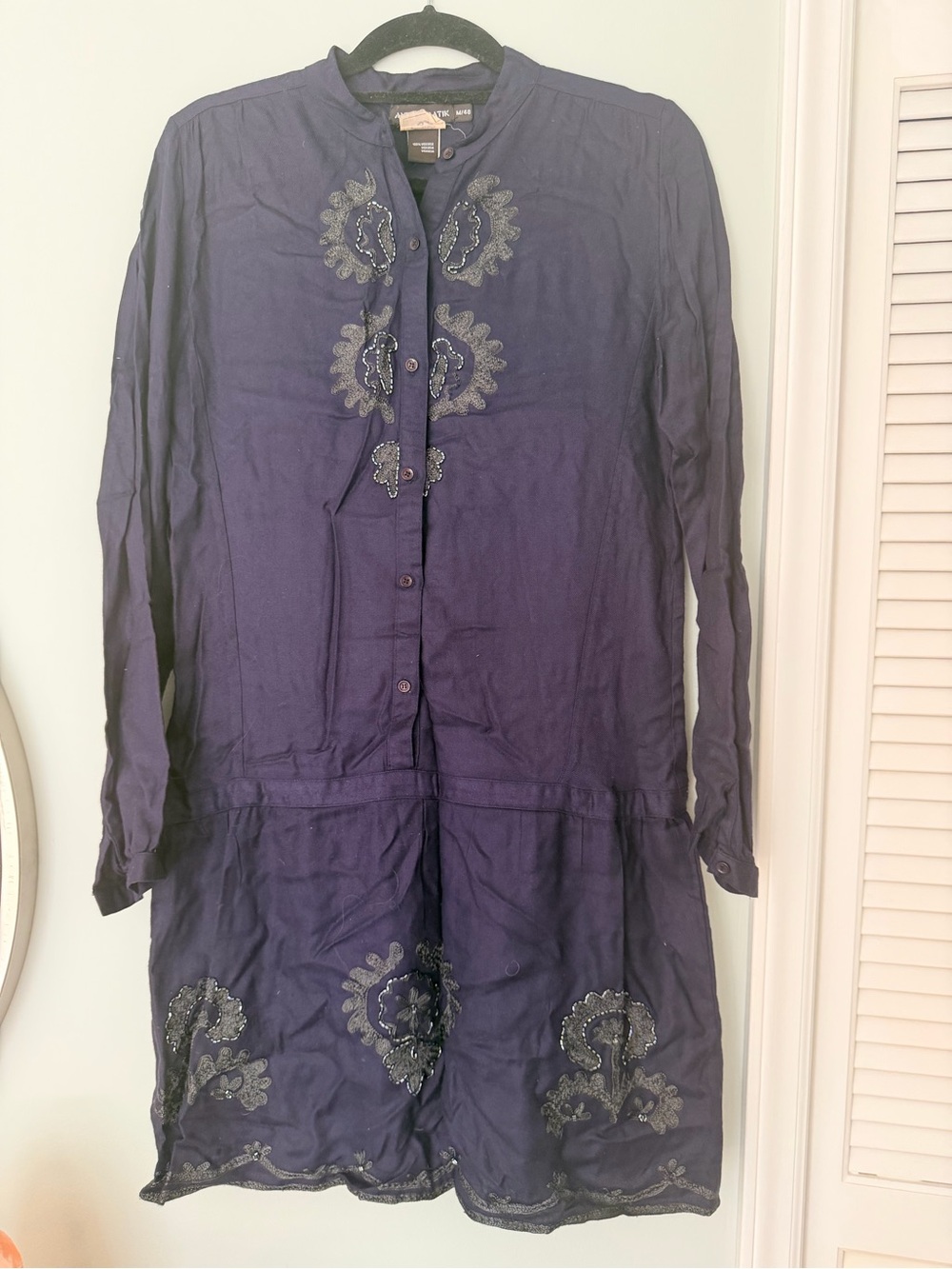 Antik Batik Navy Embroidered Mini Dress